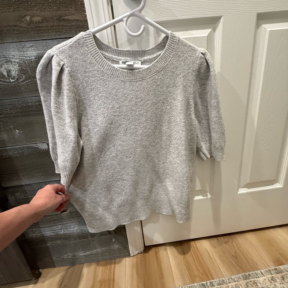 White House Black Market Light Gray Knit Top
